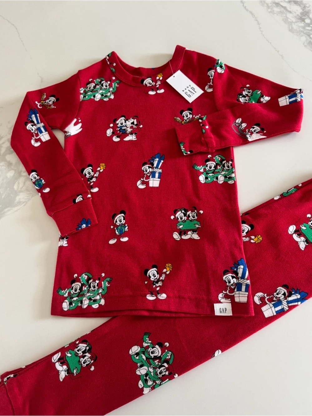 GAP Disney Mickey Mouse and Minnie Baby Toddler Holiday Pajamas 18-24M